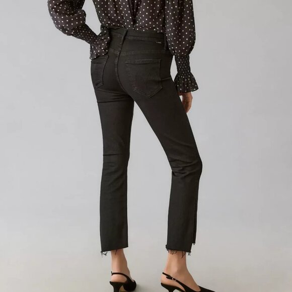 MOTHER Denim The Insider Crop Step Fray Jeans Black Not Guilty Size 28 NWT - Picture 4 of 9